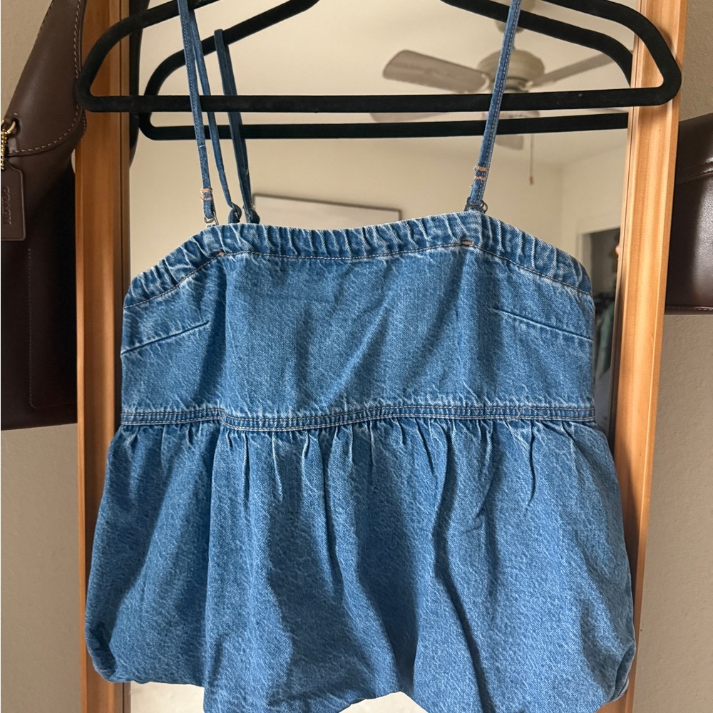 AE Denim Bubble Tube Top